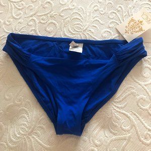 NWT Becca Bikini Bottoms Blue Side Gather Details Blue S